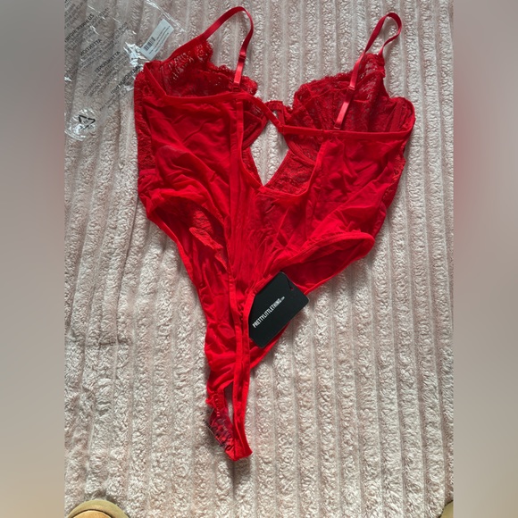 Red Cut Out underwires Body Suit - Picture 2 of 2
